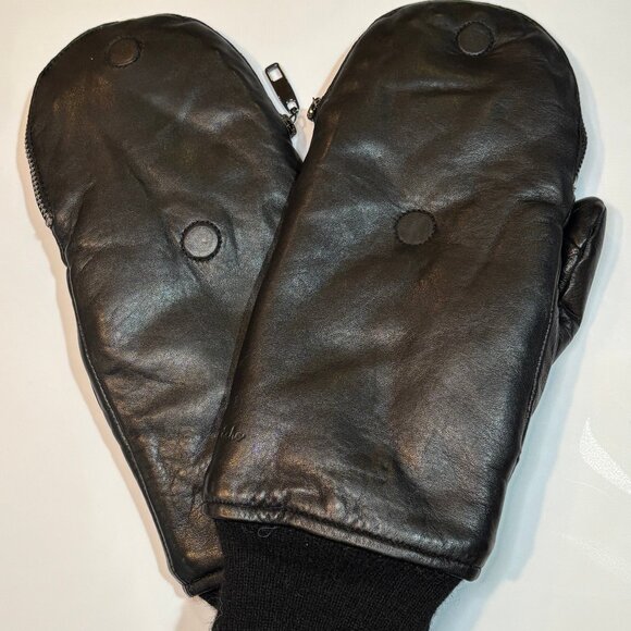 NWT Echo Zip Top Faux Fur Leather Mitten L/XL Black - Picture 1 of 6